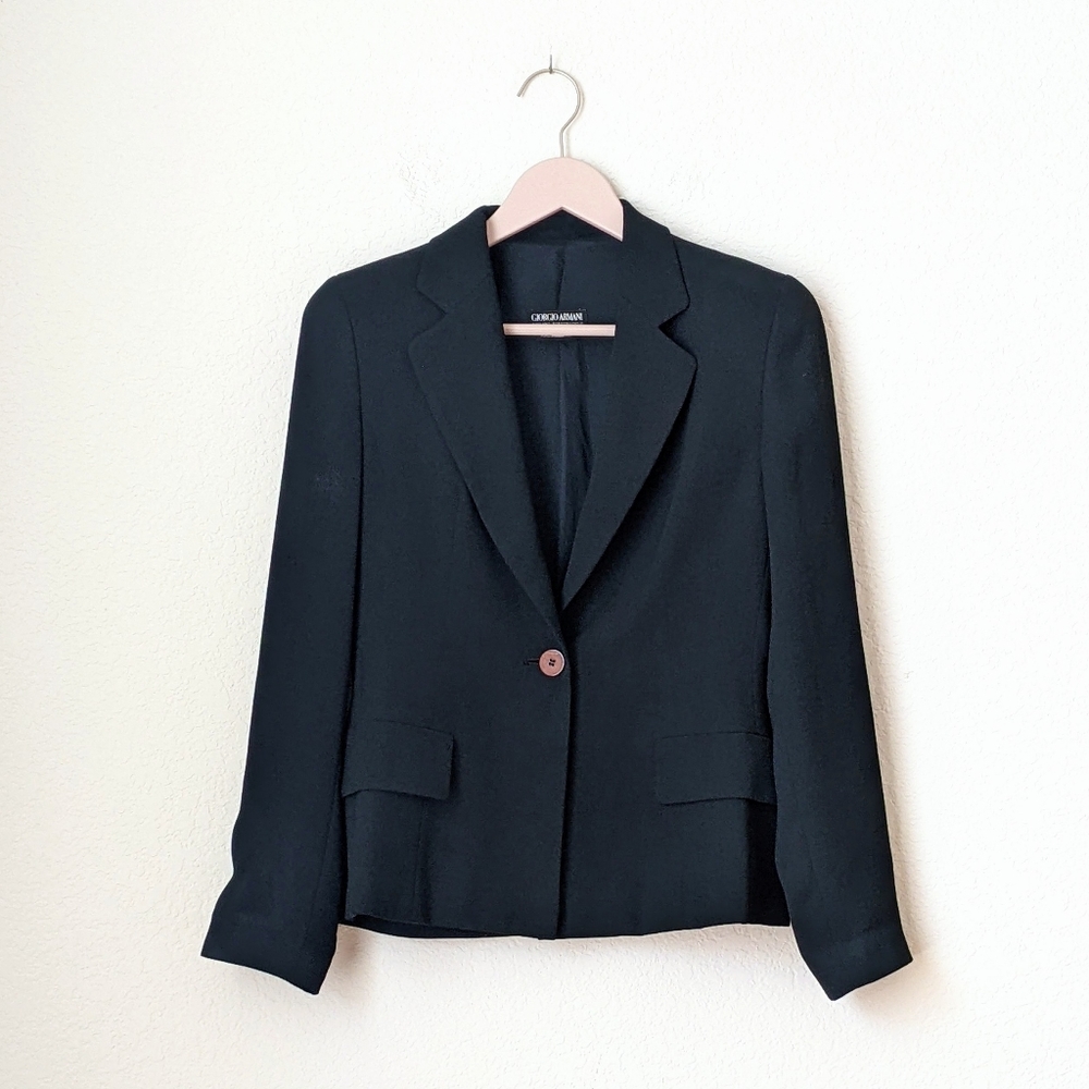 Giorgio Armani A Milano Borgonuovo 21 Black Single Button Blazer Size 38